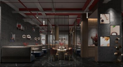 现代中餐厅3D模型下载